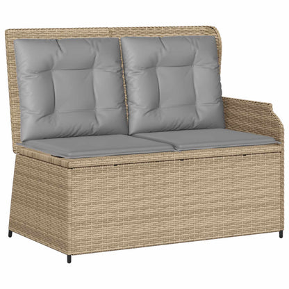 Panchina da giardino con cuscino Beige e grigio polyrattan