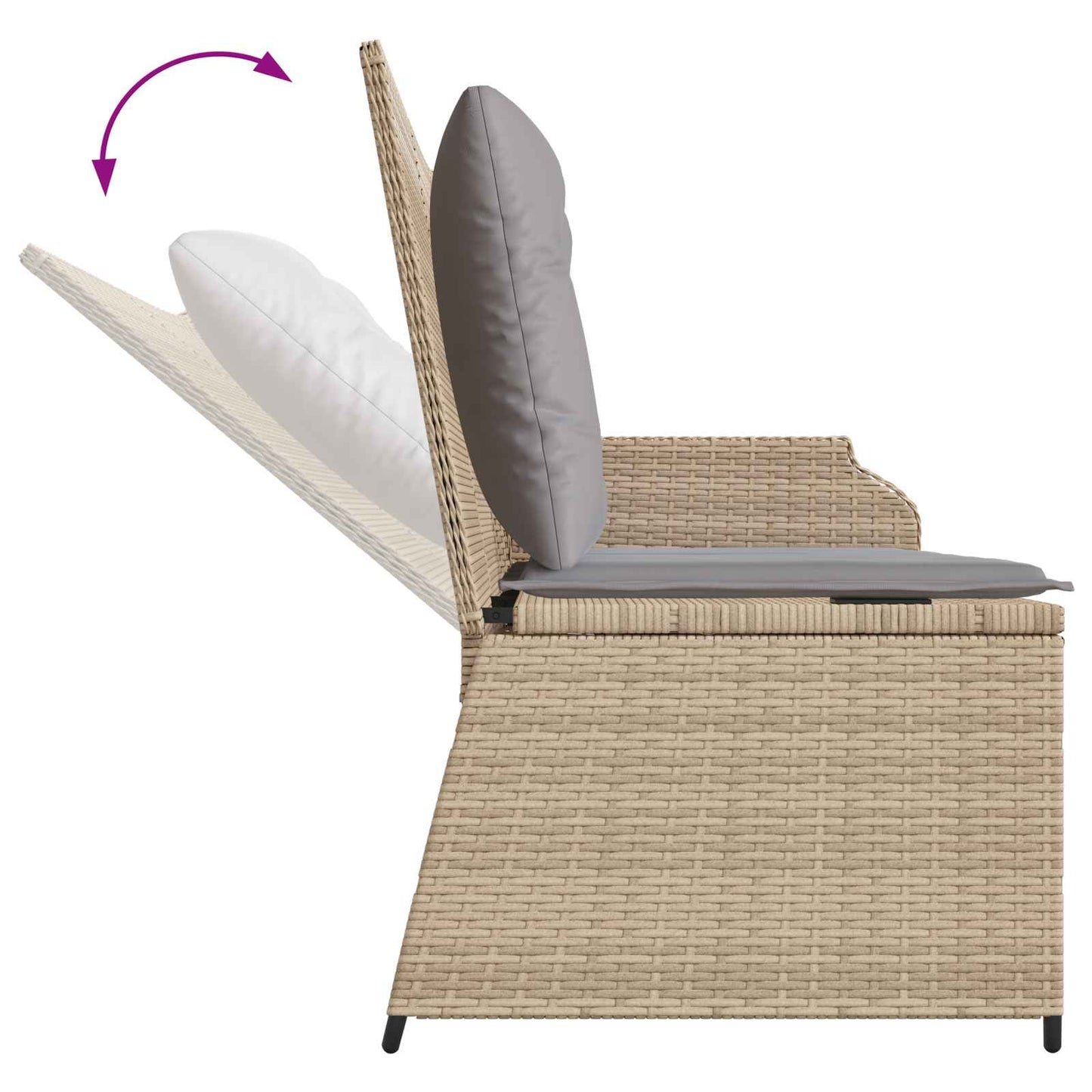 Panchina da giardino con cuscino Beige e grigio polyrattan