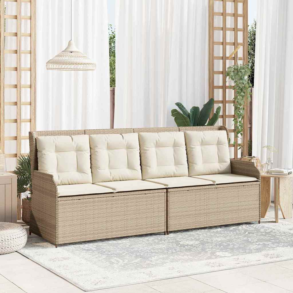 Panchina da giardino con cuscino Beige Poly Rattan - homemem39