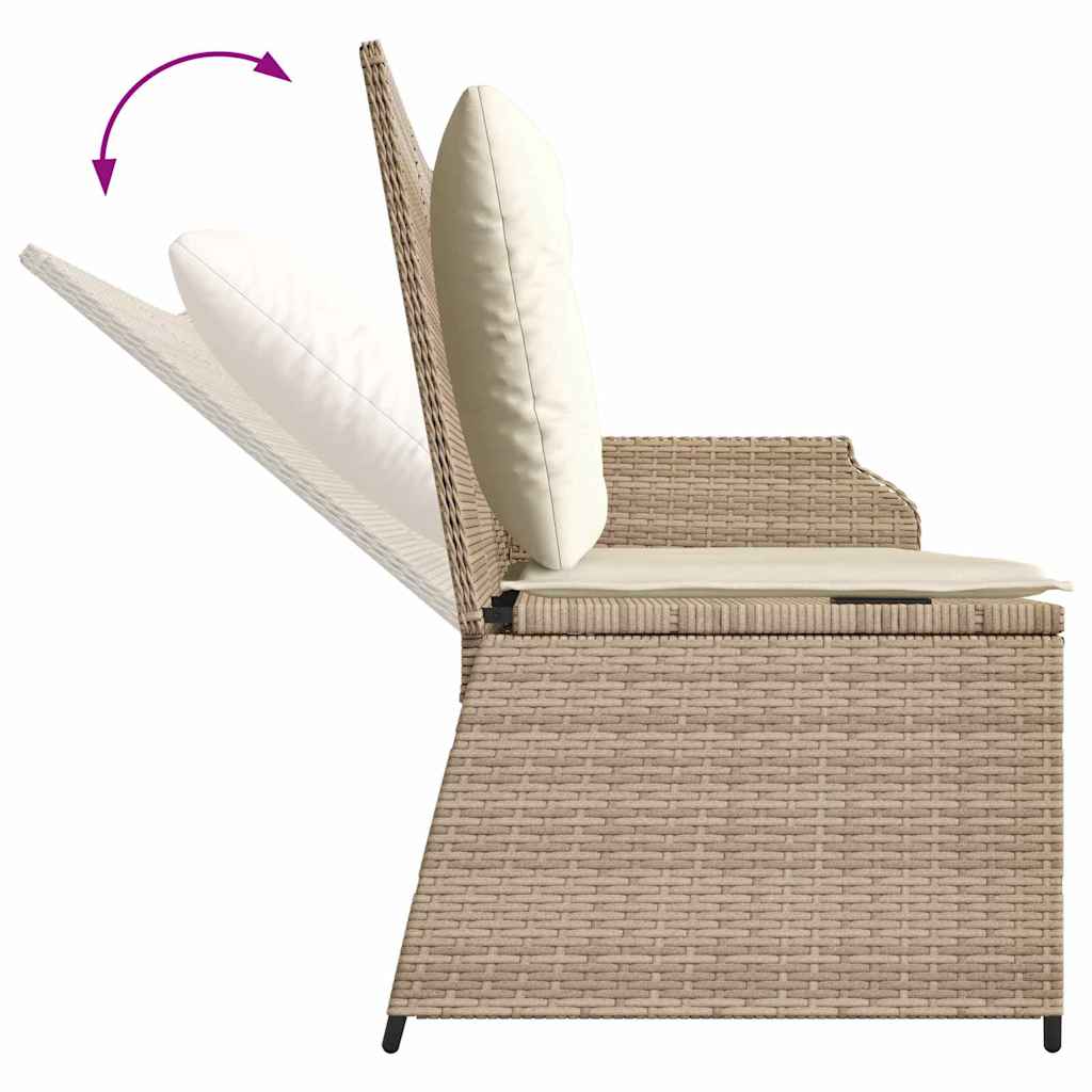Panchina da giardino con cuscino Beige Poly Rattan - homemem39