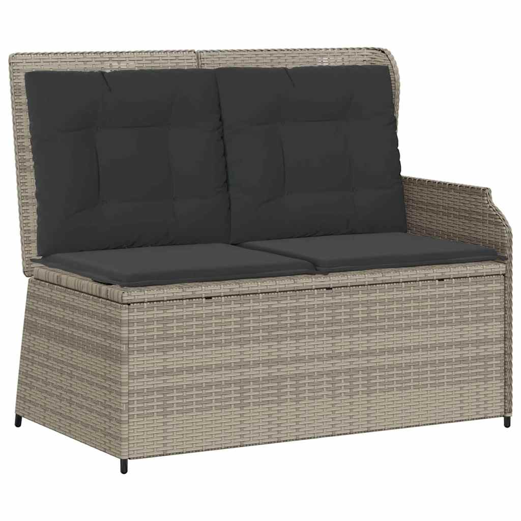 Panchina da giardino con cuscino Grigio chiaro Poly Rattan - homemem39