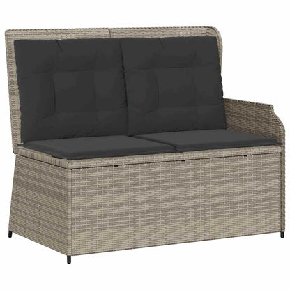 Panchina da giardino con cuscino Grigio chiaro Poly Rattan - homemem39
