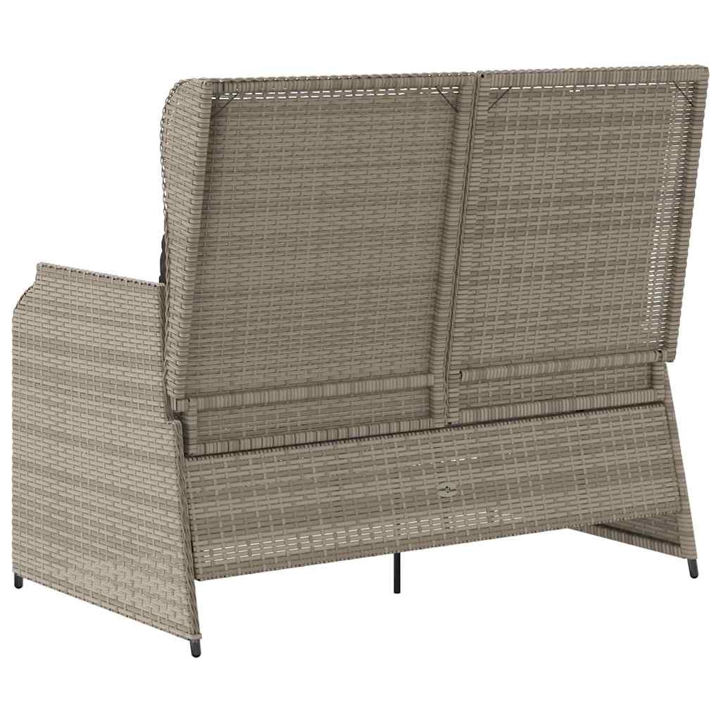 Panchina da giardino con cuscino Grigio chiaro Poly Rattan - homemem39