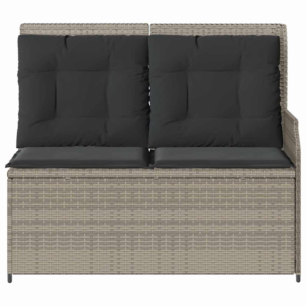 Panchina da giardino con cuscino Grigio chiaro Poly Rattan - homemem39