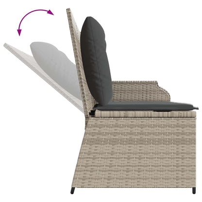 Panchina da giardino con cuscino Grigio chiaro polyrattan