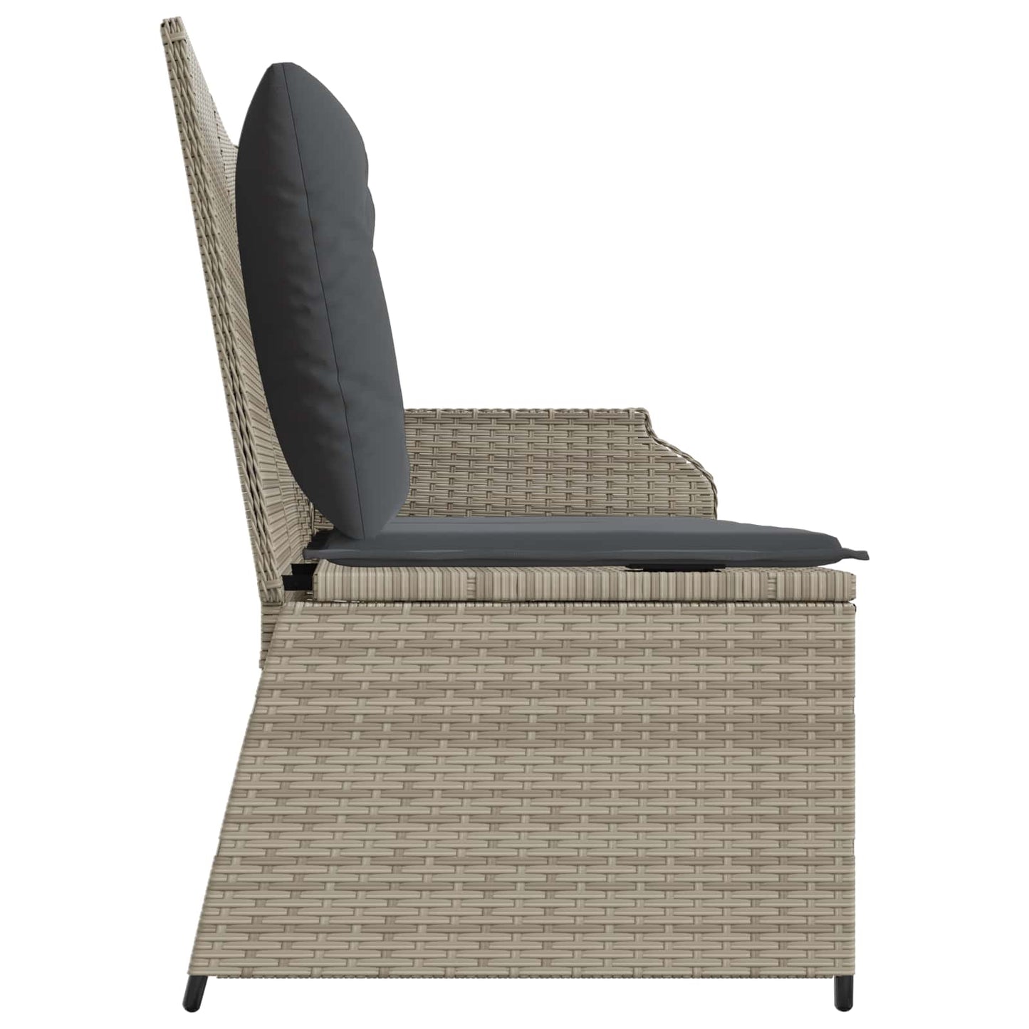 Panchina da giardino con cuscino Grigio chiaro polyrattan