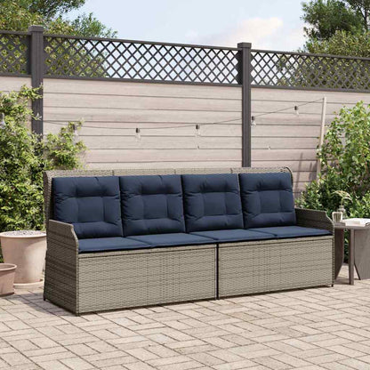 Panchina da giardino con cuscino Grigio e Blu Navy polyrattan | homemem39