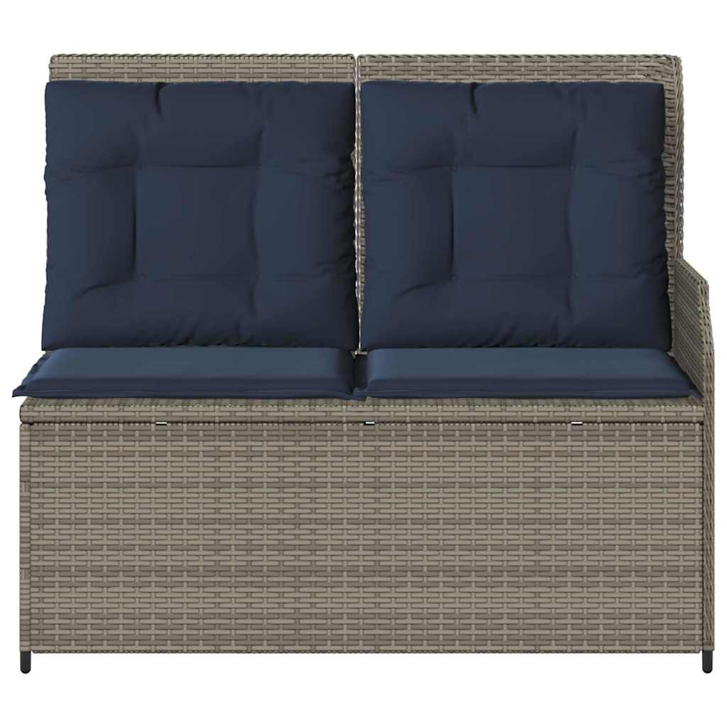 Panchina da giardino con cuscino Grigio e Blu Navy polyrattan | homemem39