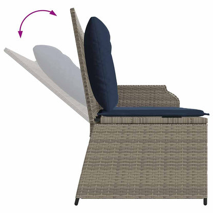 Panchina da giardino con cuscino Grigio e Blu Navy polyrattan | homemem39