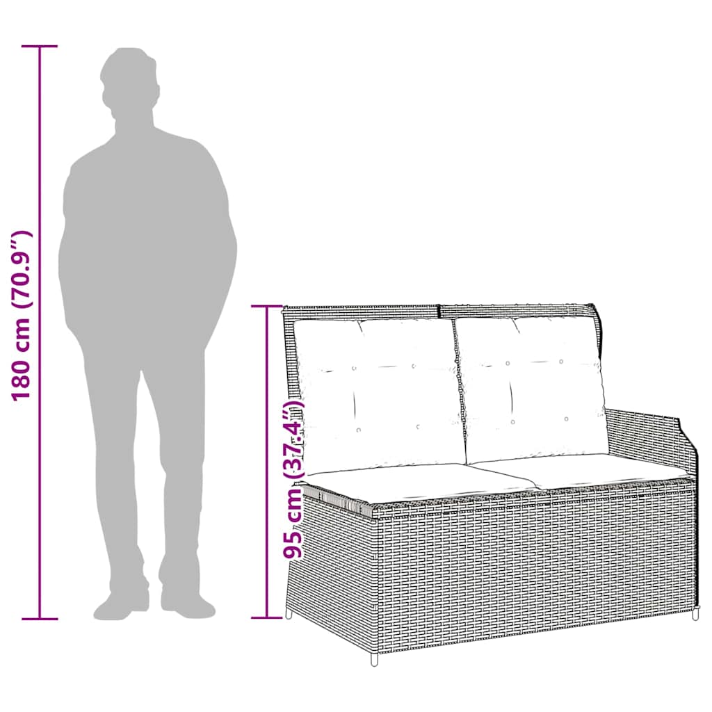 Panchina da giardino con cuscino Grigio e Blu Navy polyrattan | homemem39
