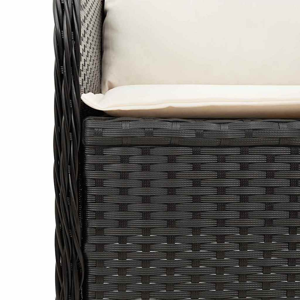 Panchina da giardino con cuscino Nero Poly Rattan - homemem39