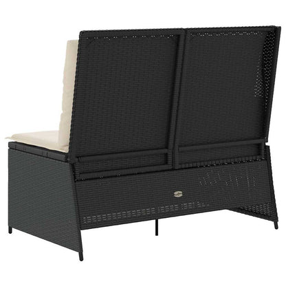 Panchina da giardino con cuscino Nero Poly Rattan - homemem39