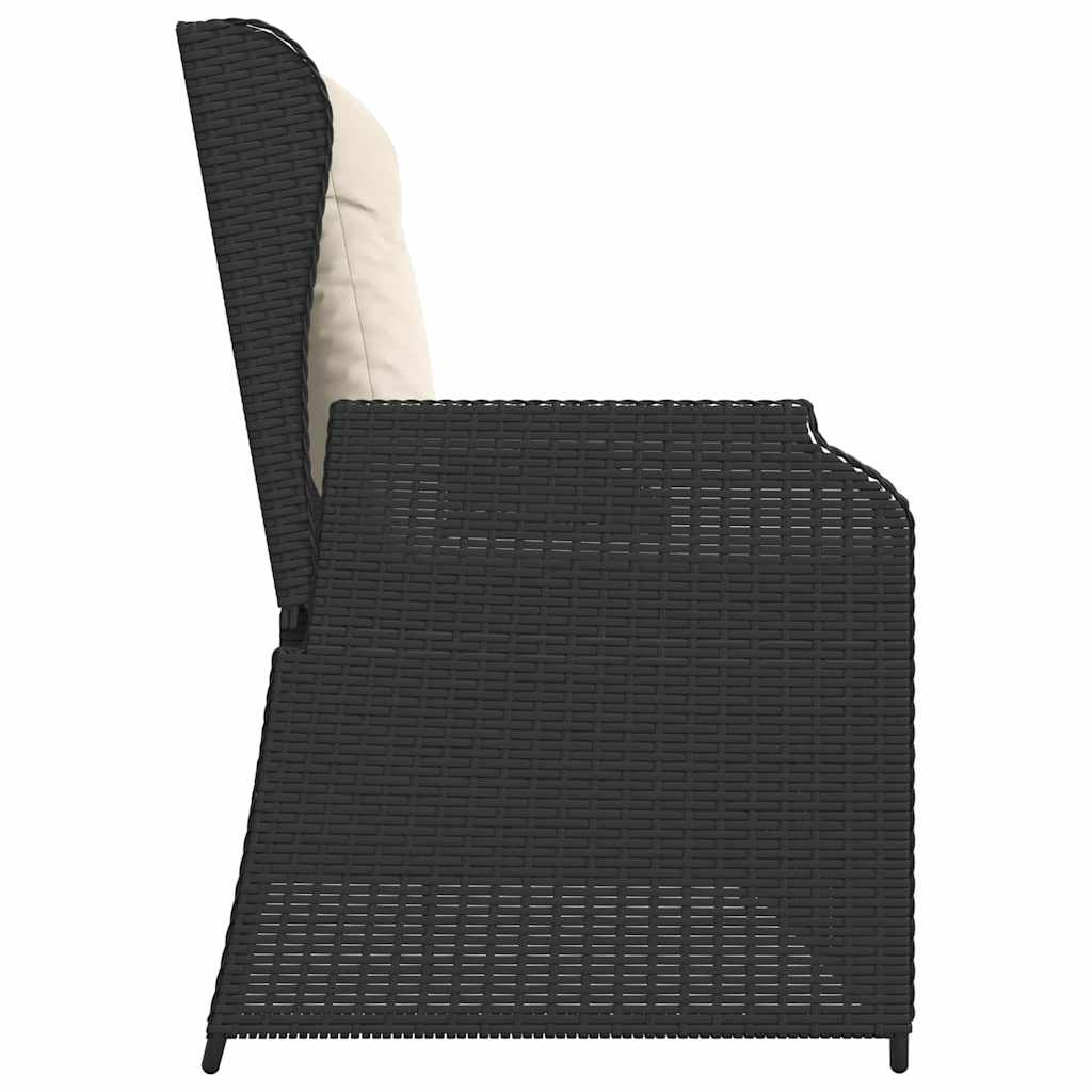 Panchina da giardino con cuscino Nero Poly Rattan - homemem39