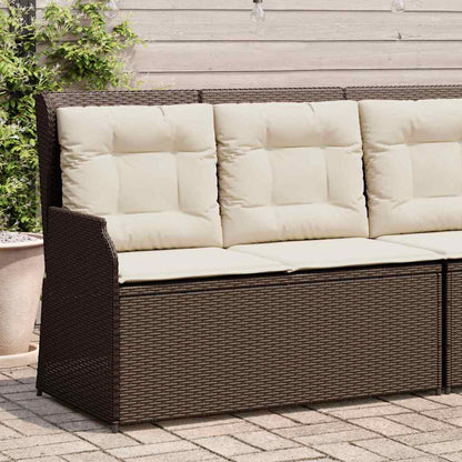 Panchina da giardino con cuscino Marrone Poly Rattan - homemem39