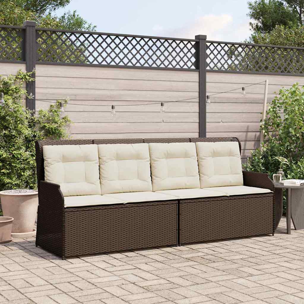 Panchina da giardino con cuscino Marrone Poly Rattan - homemem39