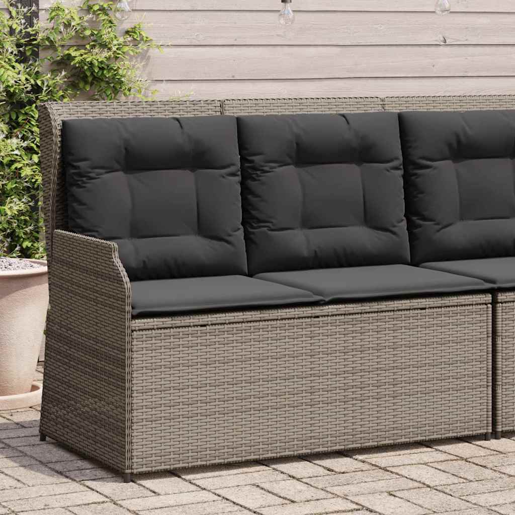 Panchina da giardino con cuscino Grigio Poly Rattan - homemem39