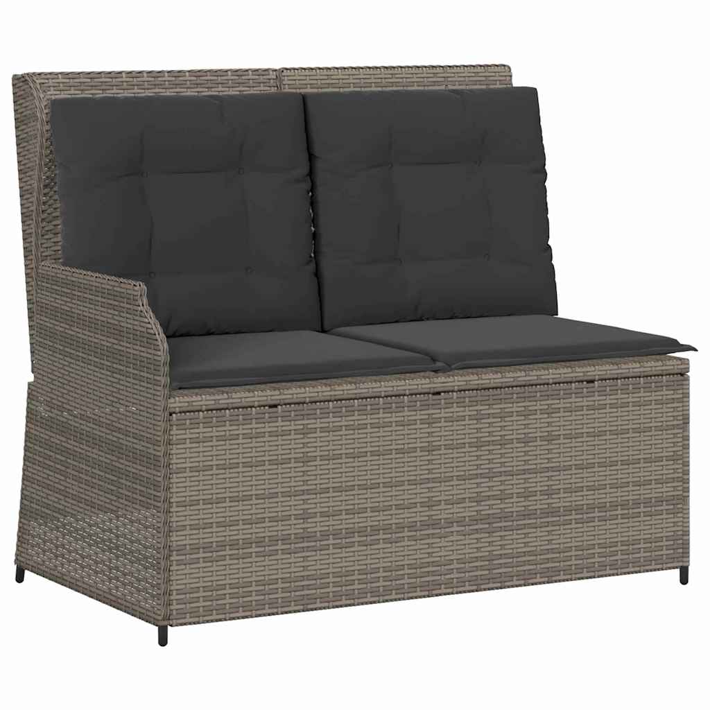 Panchina da giardino con cuscino Grigio Poly Rattan - homemem39