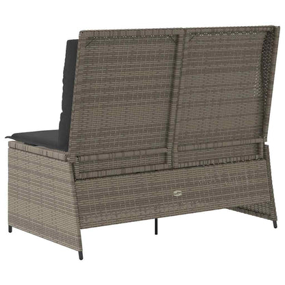 Panchina da giardino con cuscino Grigio Poly Rattan - homemem39
