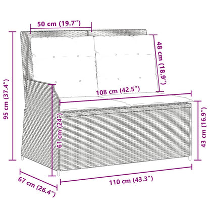 Panchina da giardino con cuscino Grigio Poly Rattan - homemem39