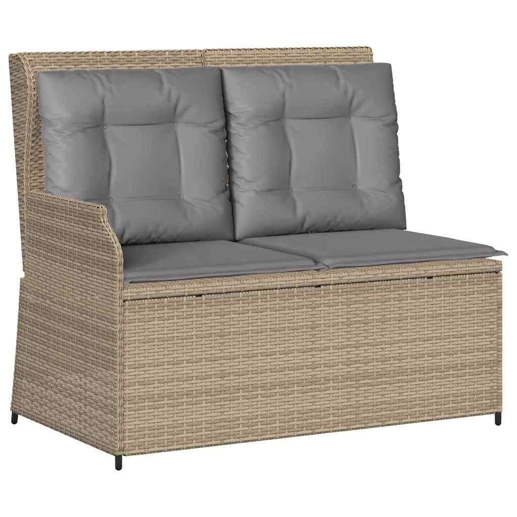 Panchina da giardino con cuscino Beige Poly Rattan - homemem39