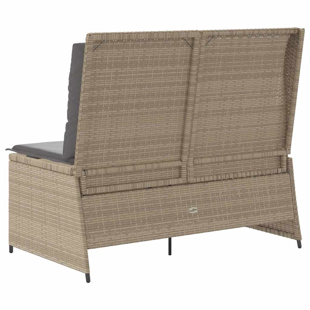 Panchina da giardino con cuscino Beige Poly Rattan - homemem39