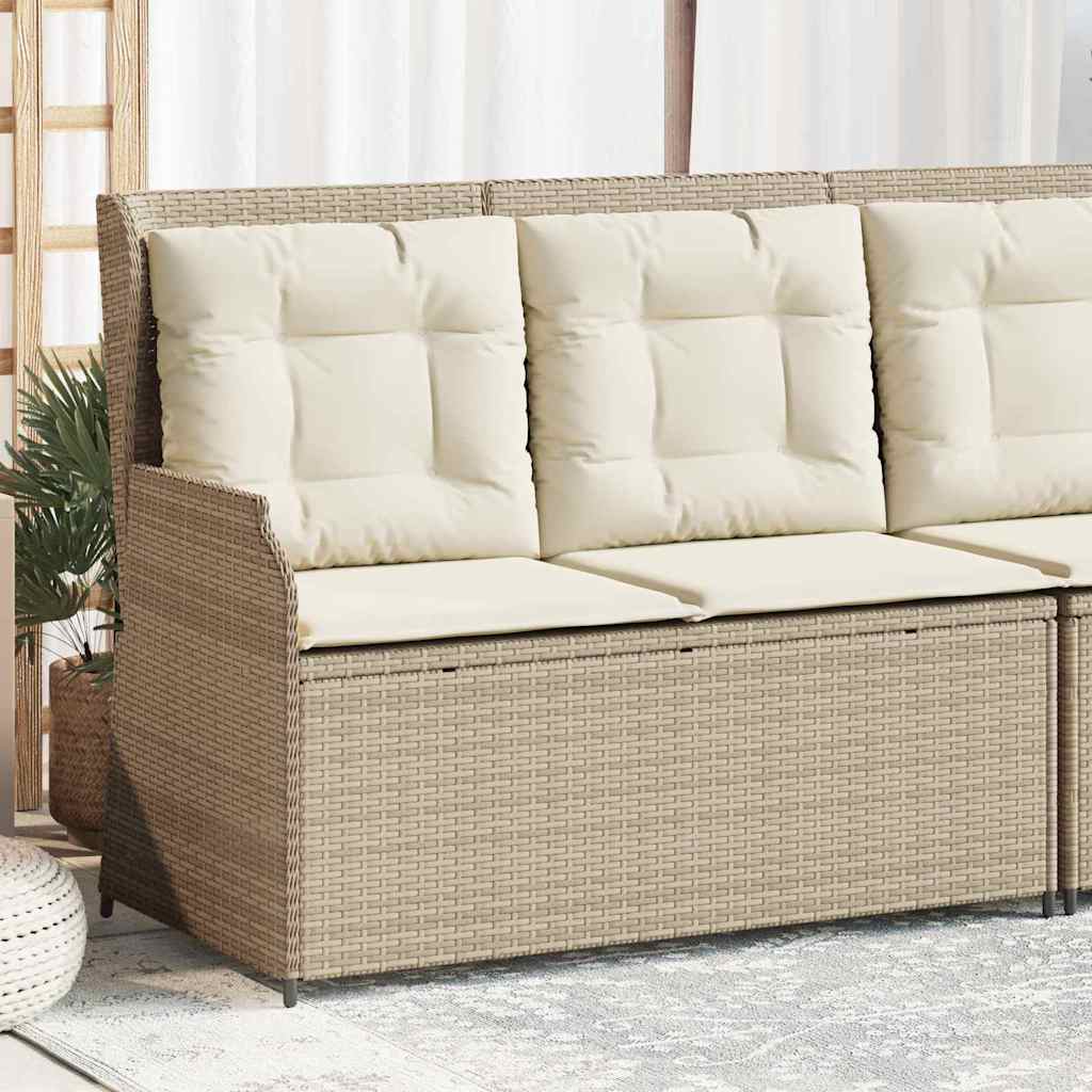 Panchina da giardino con cuscino Beige Poly Rattan - homemem39