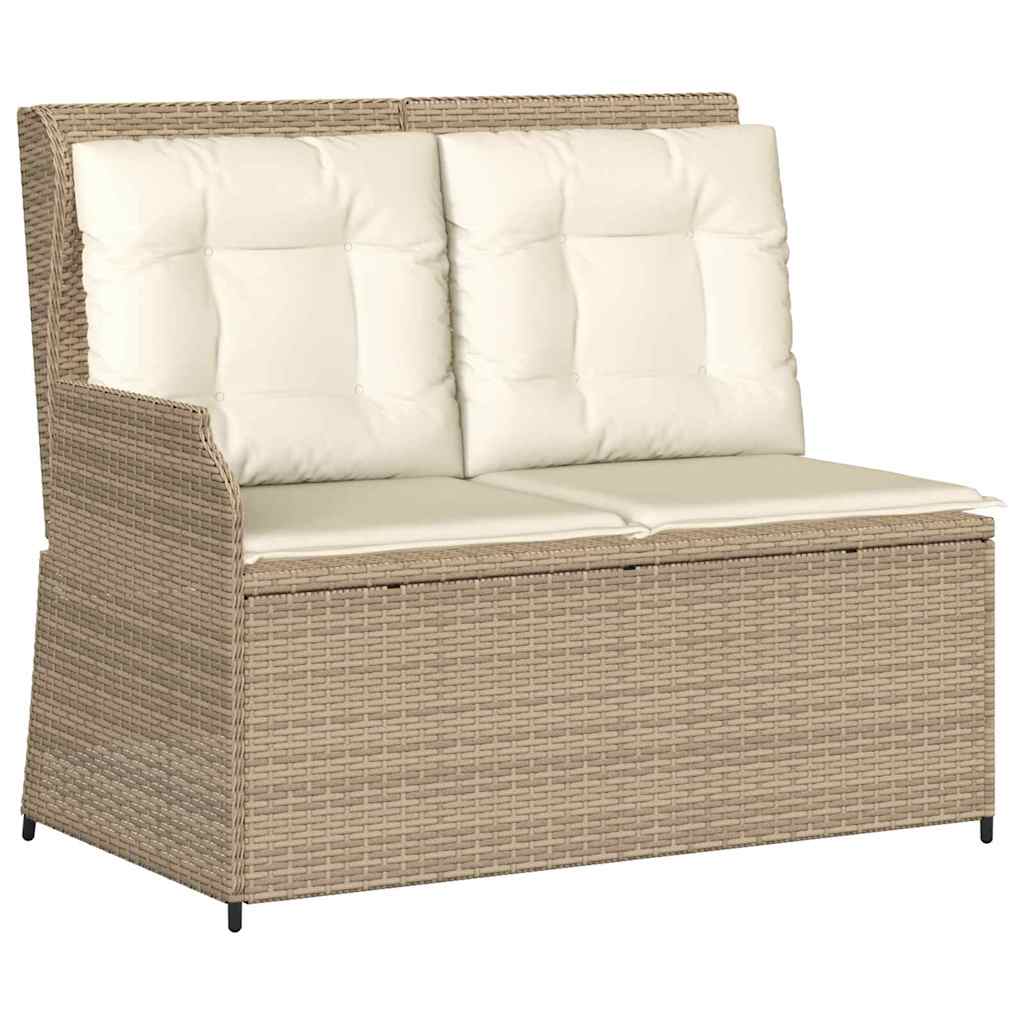 Panchina da giardino con cuscino Beige Poly Rattan - homemem39