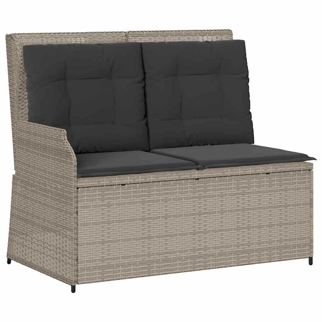 Panchina da giardino con cuscino Grigio chiaro Poly Rattan - homemem39