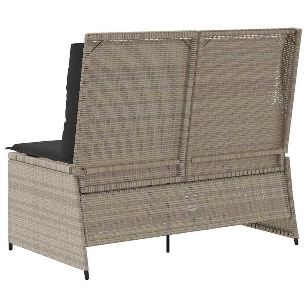 Panchina da giardino con cuscino Grigio chiaro Poly Rattan - homemem39