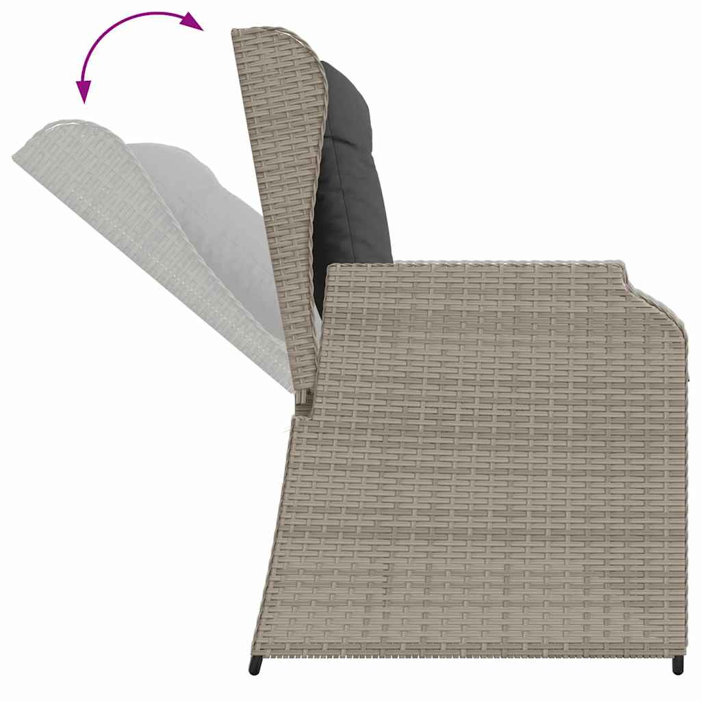 Panchina da giardino con cuscino Grigio chiaro Poly Rattan - homemem39