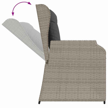 Panchina da giardino con cuscino Grigio chiaro Poly Rattan - homemem39