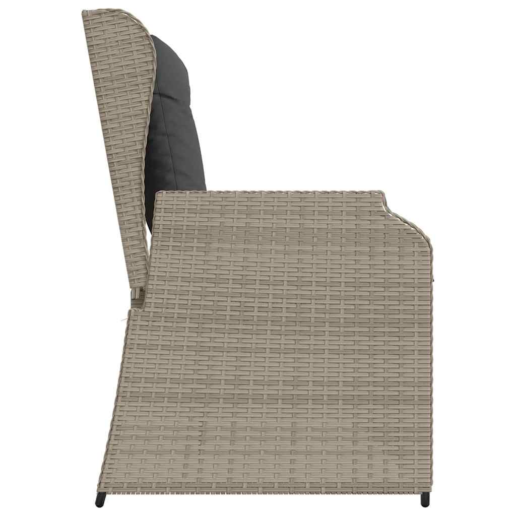 Panchina da giardino con cuscino Grigio chiaro Poly Rattan - homemem39