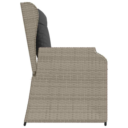 Panchina da giardino con cuscino Grigio chiaro Poly Rattan - homemem39