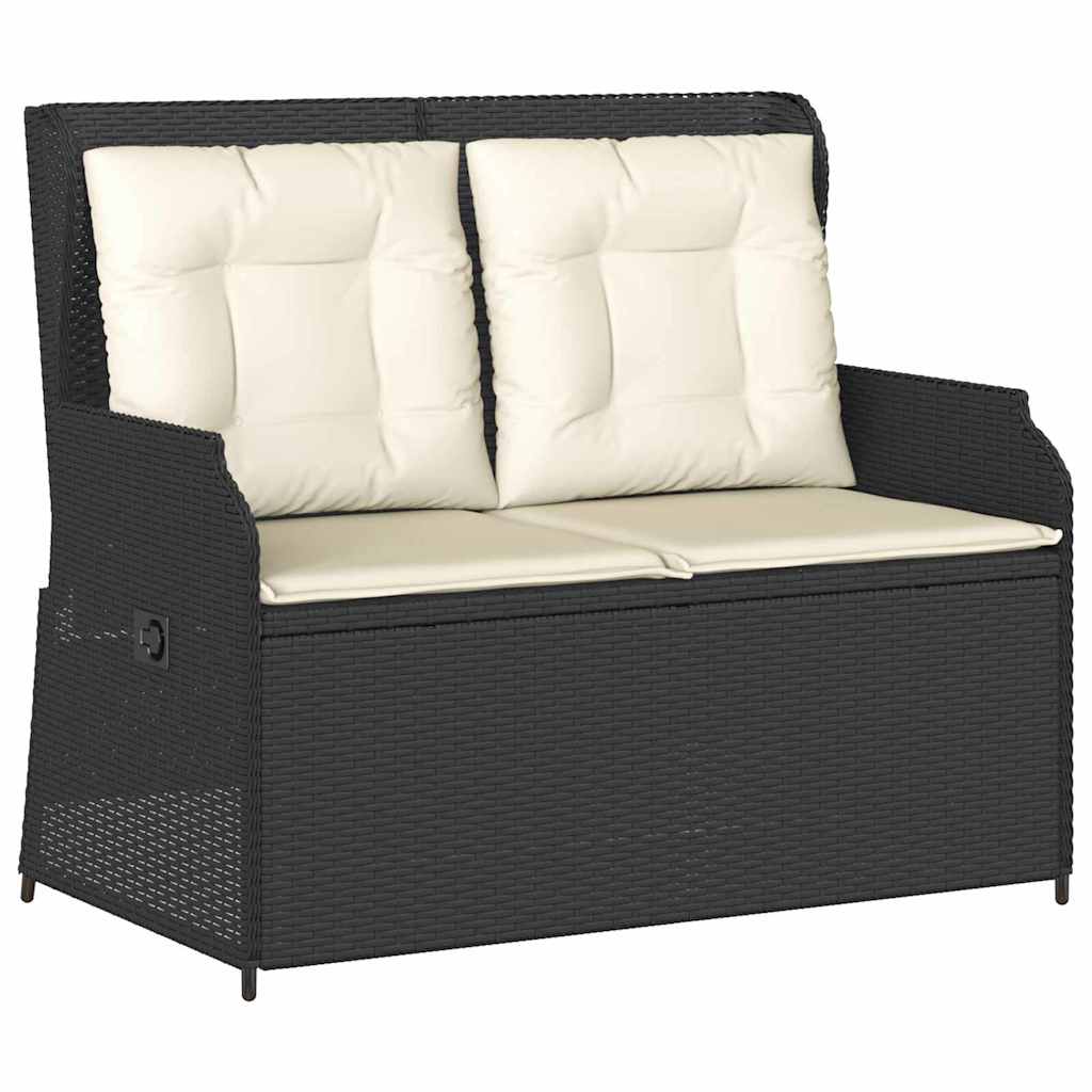 Panchina da giardino con cuscino Nero Poly Rattan - homemem39