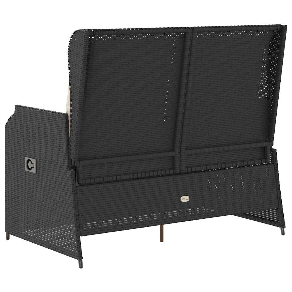 Panchina da giardino con cuscino Nero Poly Rattan - homemem39