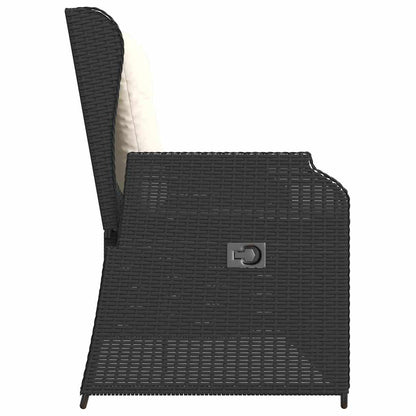 Panchina da giardino con cuscino Nero Poly Rattan - homemem39