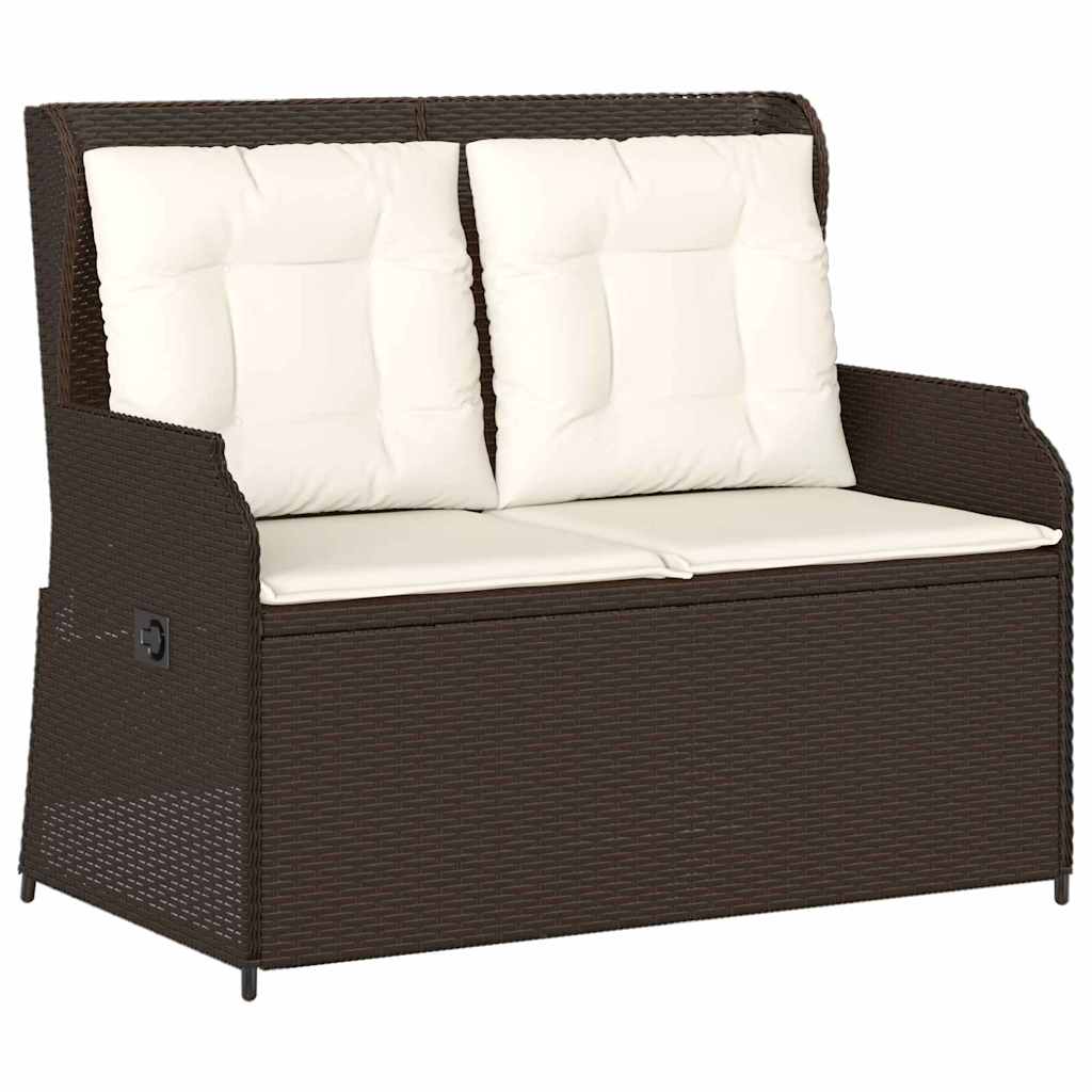 Panchina da giardino con cuscino Marrone Poly Rattan - homemem39