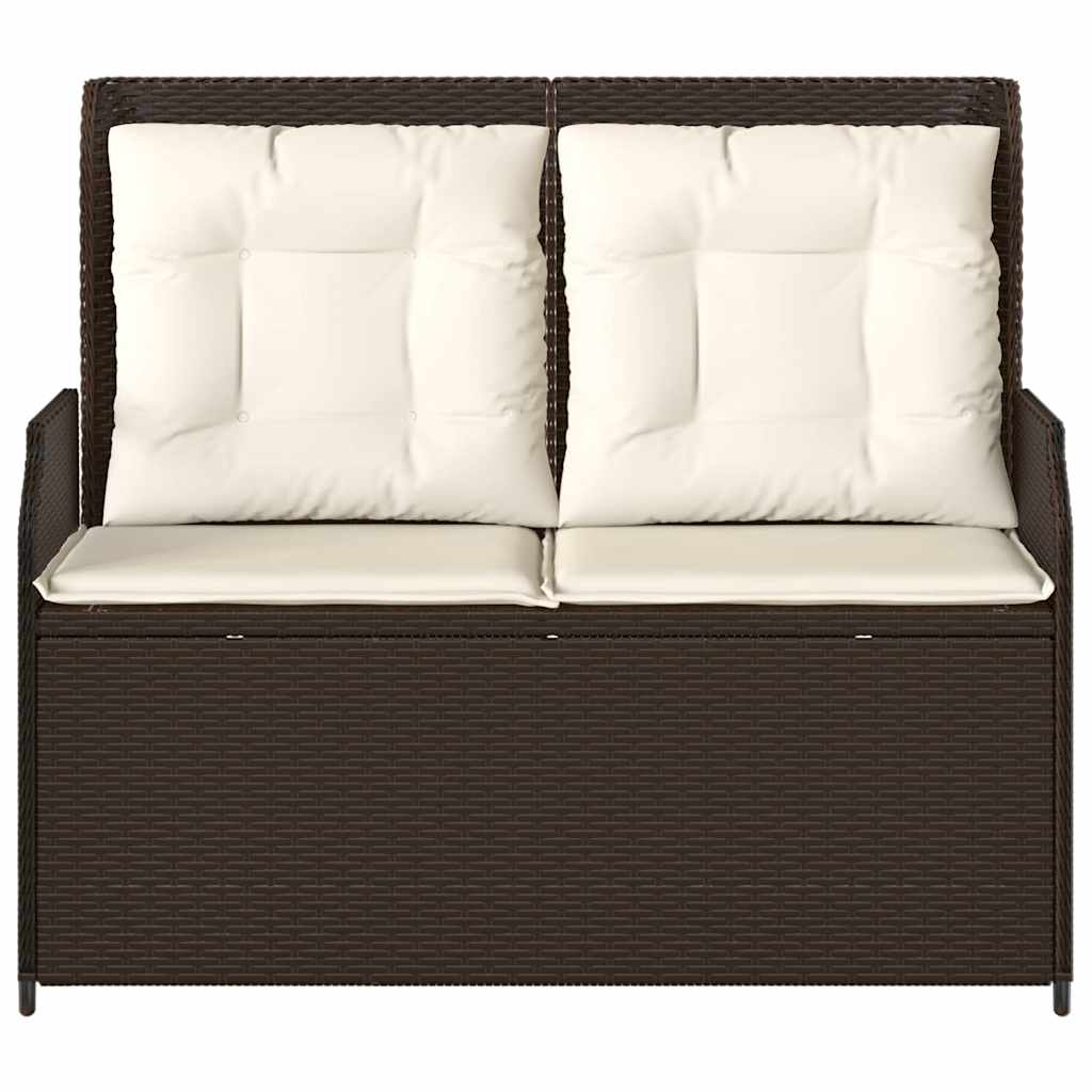 Panchina da giardino con cuscino Marrone Poly Rattan - homemem39