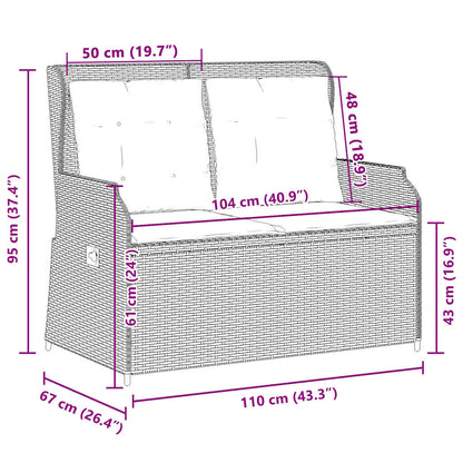 Panchina da giardino con cuscino Marrone Poly Rattan - homemem39