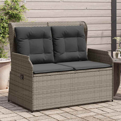 Panchina da giardino con cuscino Grigio Poly Rattan - homemem39