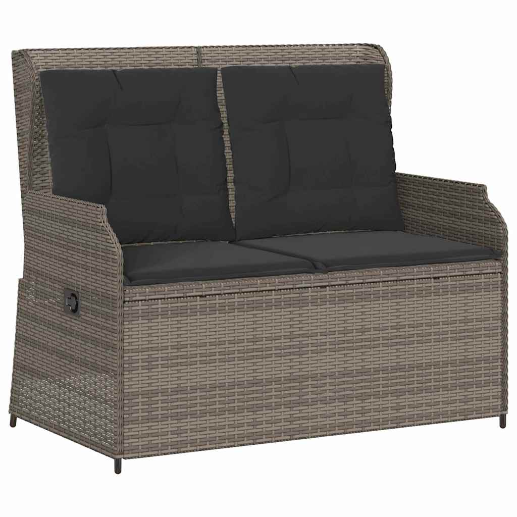 Panchina da giardino con cuscino Grigio Poly Rattan - homemem39