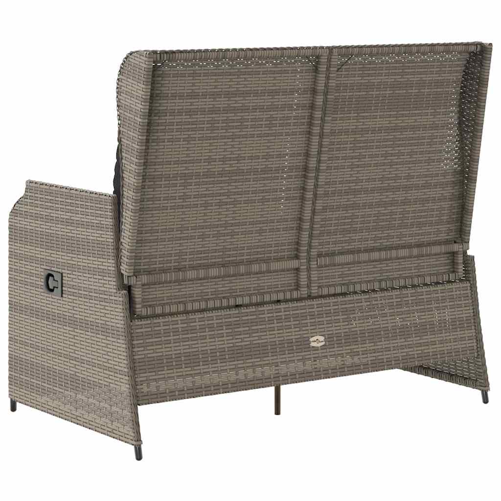Panchina da giardino con cuscino Grigio Poly Rattan - homemem39