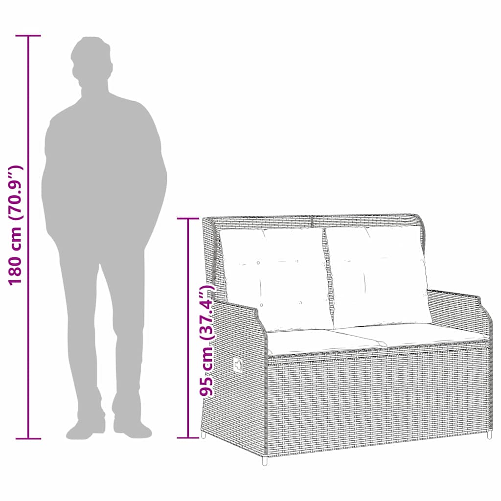Panchina da giardino con cuscino Grigio Poly Rattan - homemem39