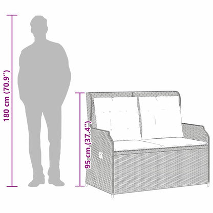 Panchina da giardino con cuscino Grigio Poly Rattan - homemem39