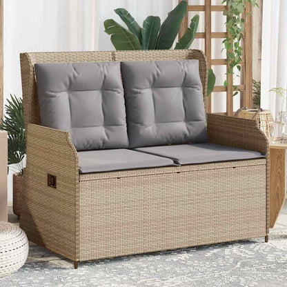 Panchina da giardino con cuscino Beige Poly Rattan - homemem39