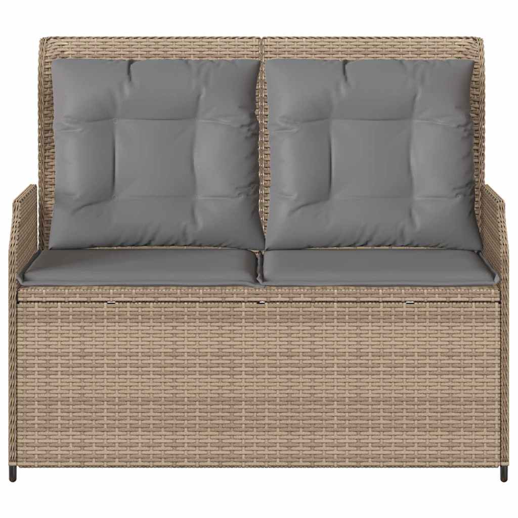 Panchina da giardino con cuscino Beige Poly Rattan - homemem39