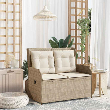 Panchina da giardino con cuscino Beige Poly Rattan - homemem39