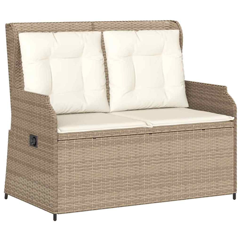 Panchina da giardino con cuscino Beige Poly Rattan - homemem39
