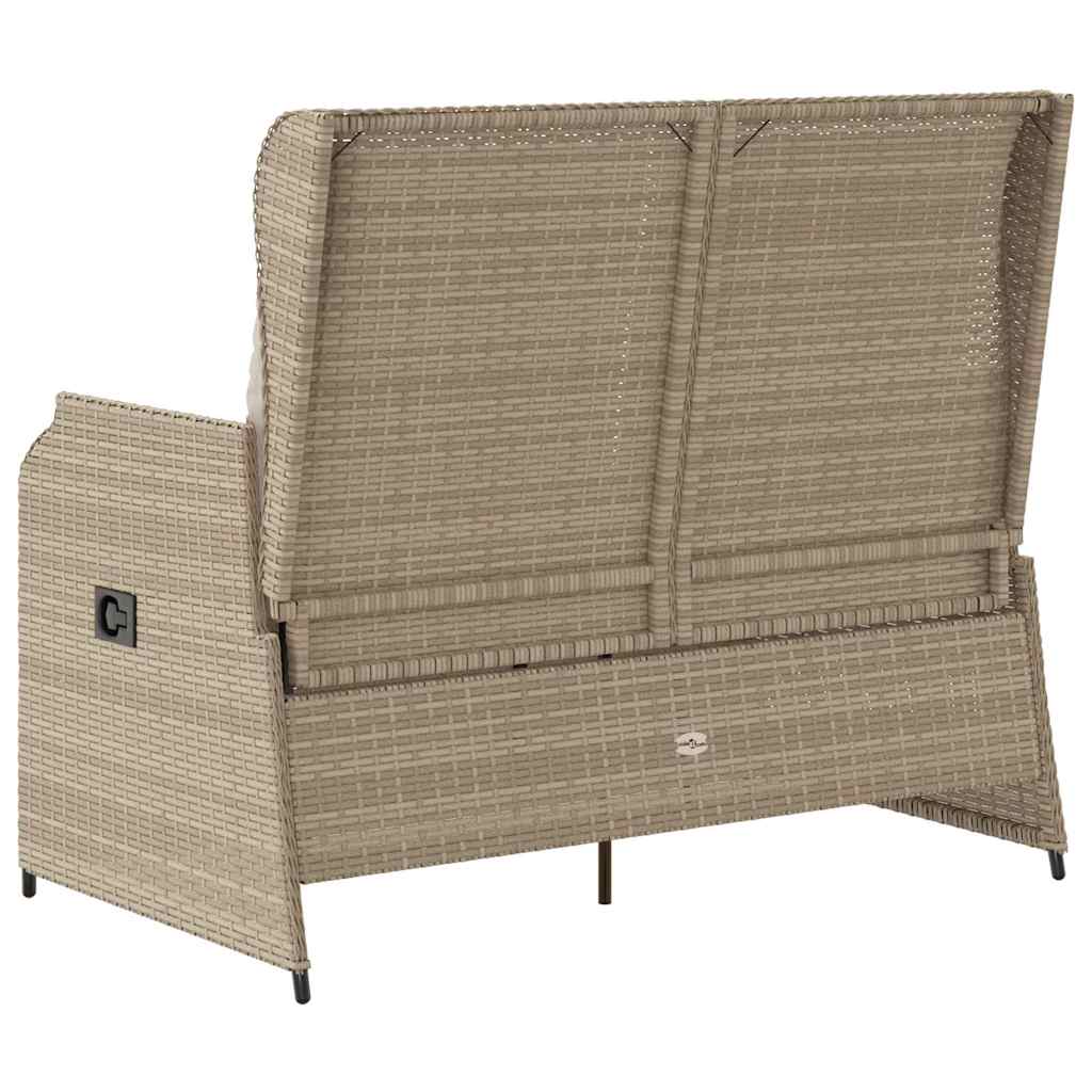 Panchina da giardino con cuscino Beige Poly Rattan - homemem39