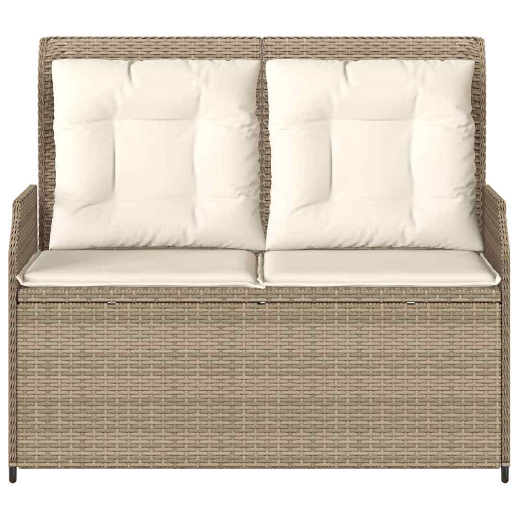 Panchina da giardino con cuscino Beige Poly Rattan - homemem39
